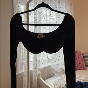 Princess Polly Black Ribbed Top